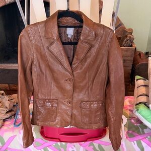 J. Jill Women's Tan Leather Blazer